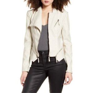 NWT BLANK NYC Vegan Leather Moto Jacket XS Vanilla Latte Biker Babe Zip